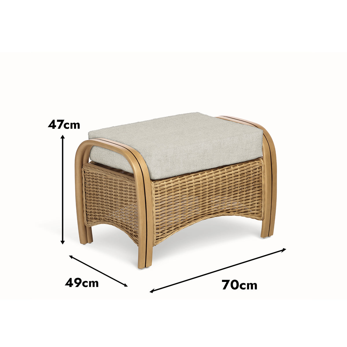Turin Light Oak Cane Footstool
