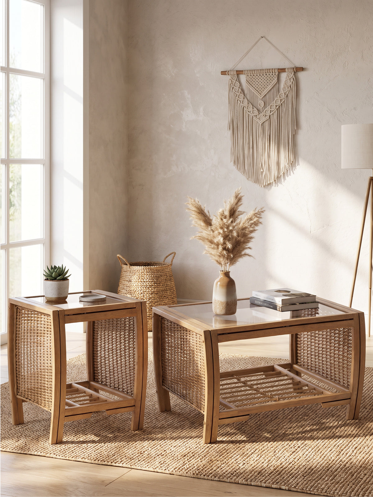 Turin Light Oak Cane Coffee Table