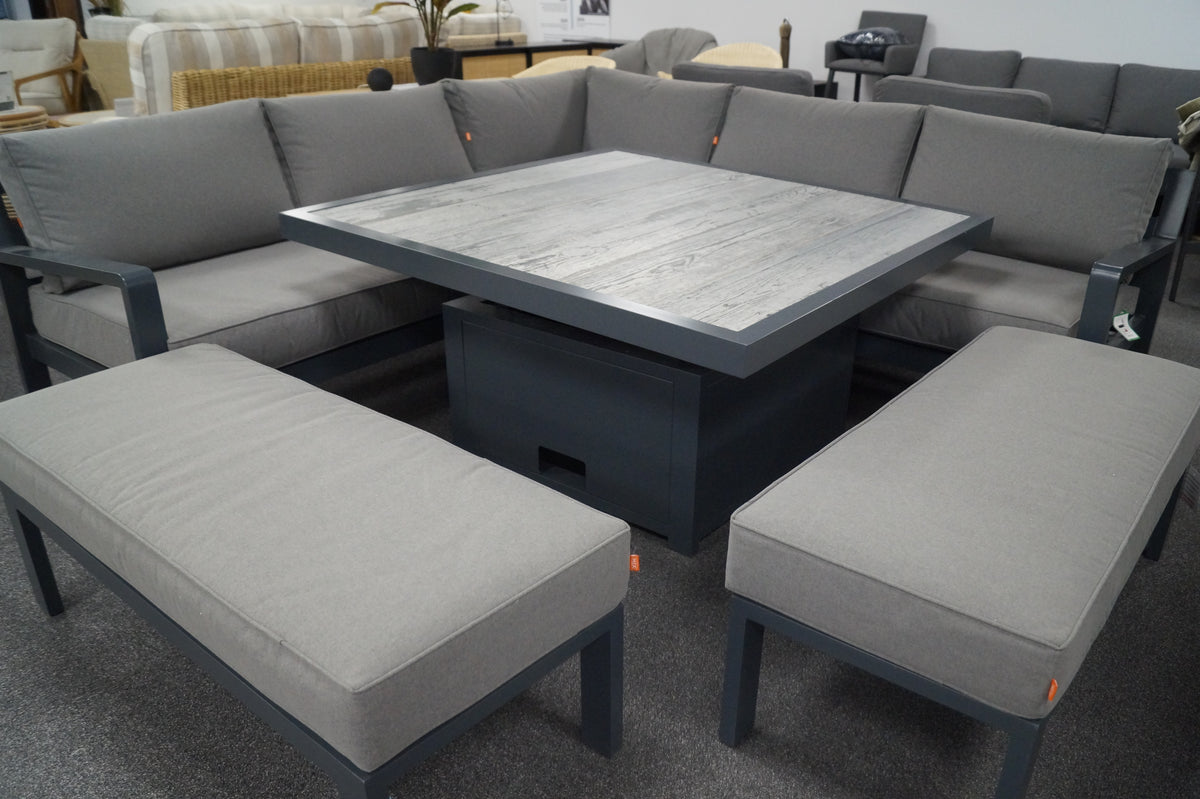 Tutbury Aluminium Outdoor Corner Sofa with Dual-Height Table