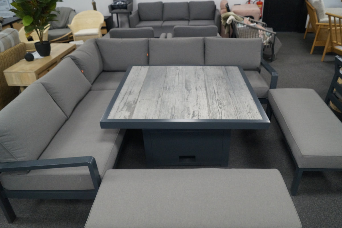 Tutbury Aluminium Outdoor Corner Sofa with Dual-Height Table