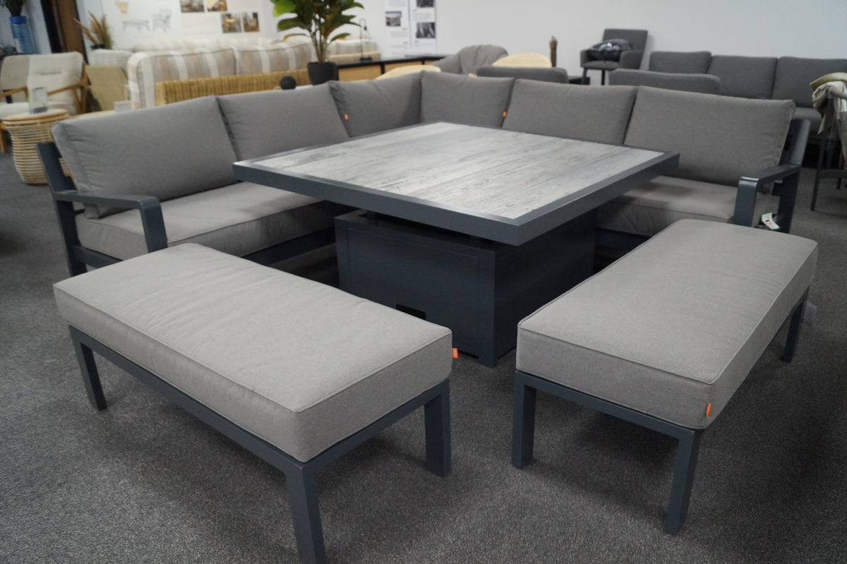 Tutbury Aluminium Outdoor Corner Sofa with Dual-Height Table