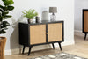 Manhattan 2 Door Sideboard Rattan & Wood Cabinet in Black
