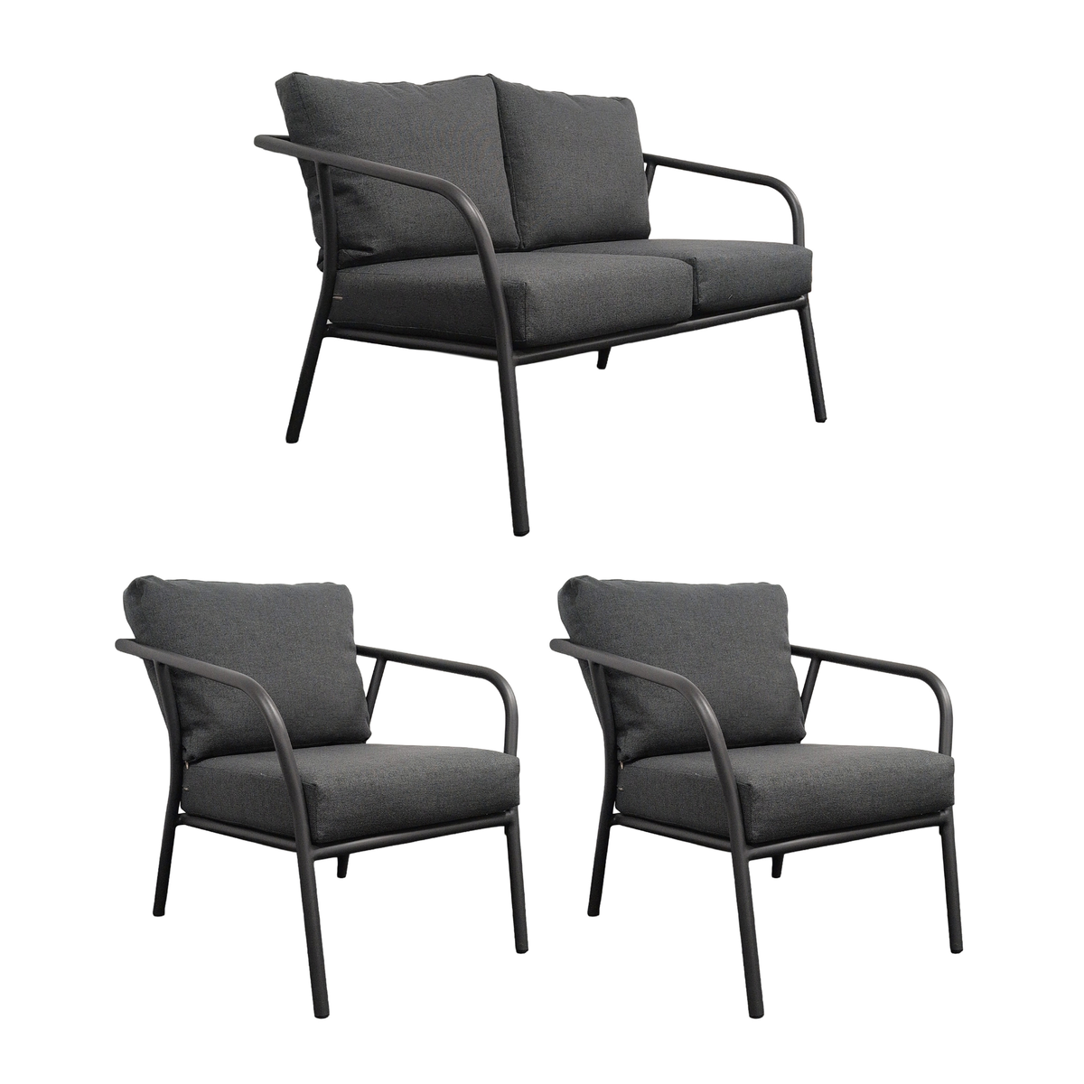 Desser Union 2-Seater & 2 Chairs - 3pc Grey Outdoor Set