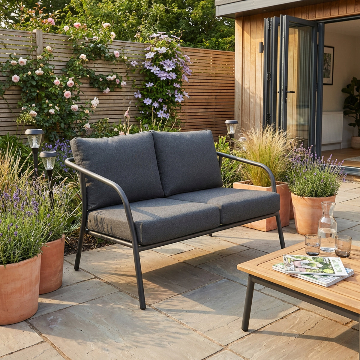 Desser Union 2-Seater Outdoor Sofa - Grey Outdoor Lounge Sofa