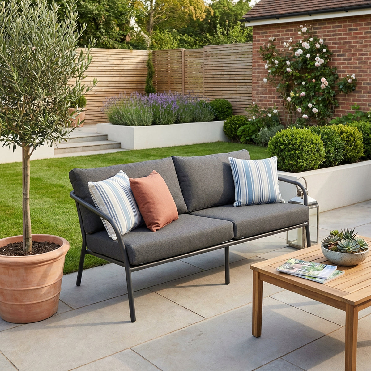 Desser Union 3-Seater Outdoor Sofa - Grey Outdoor Lounge Sofa