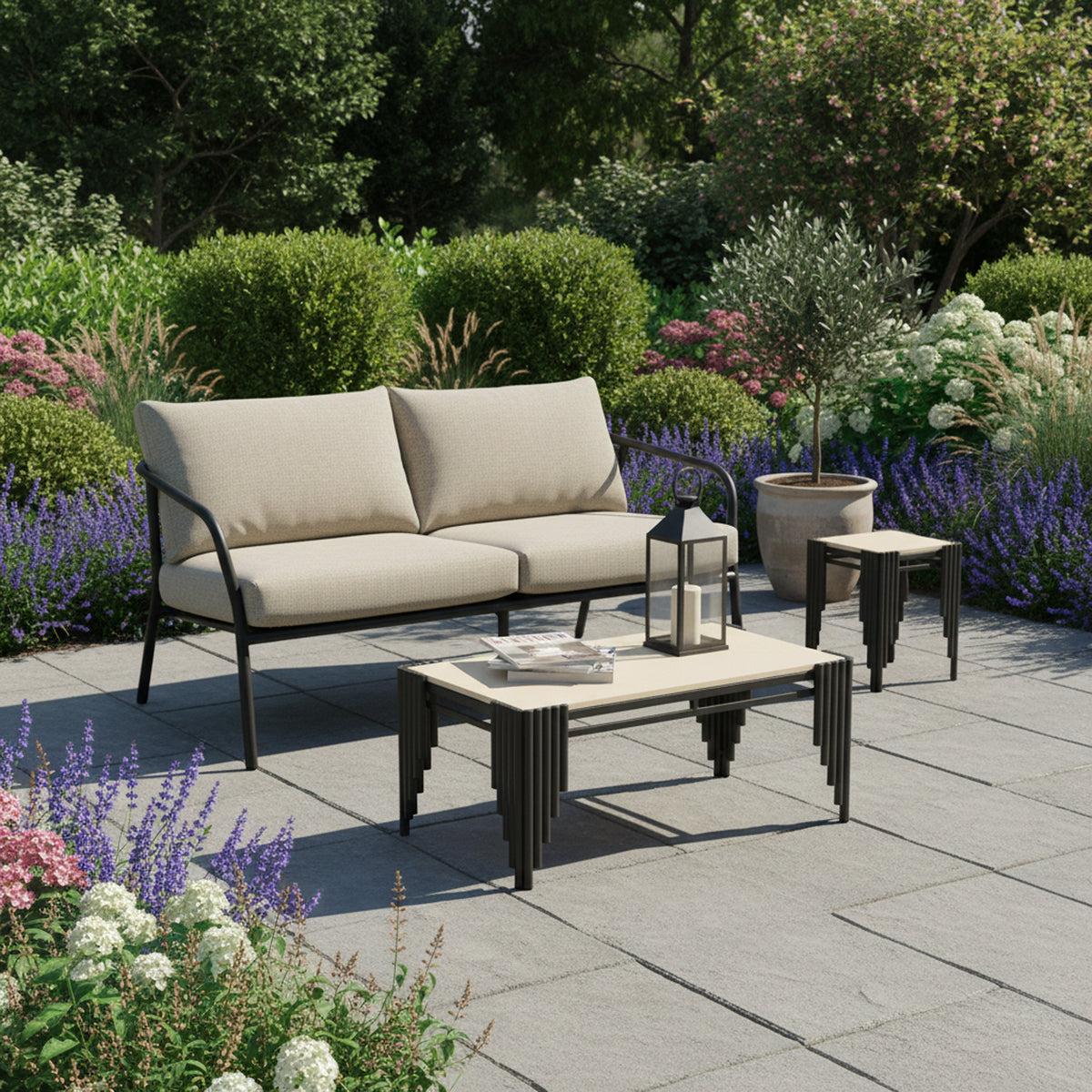 Desser Union 3-Seater Outdoor Sofa - Beige Outdoor Lounge Sofa