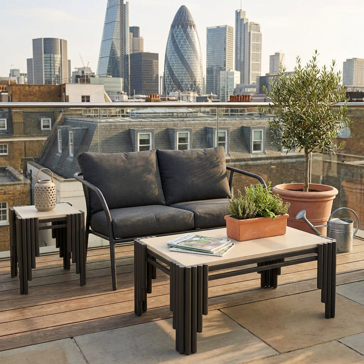 Desser Union 3-Seater Outdoor Sofa - Grey Outdoor Lounge Sofa
