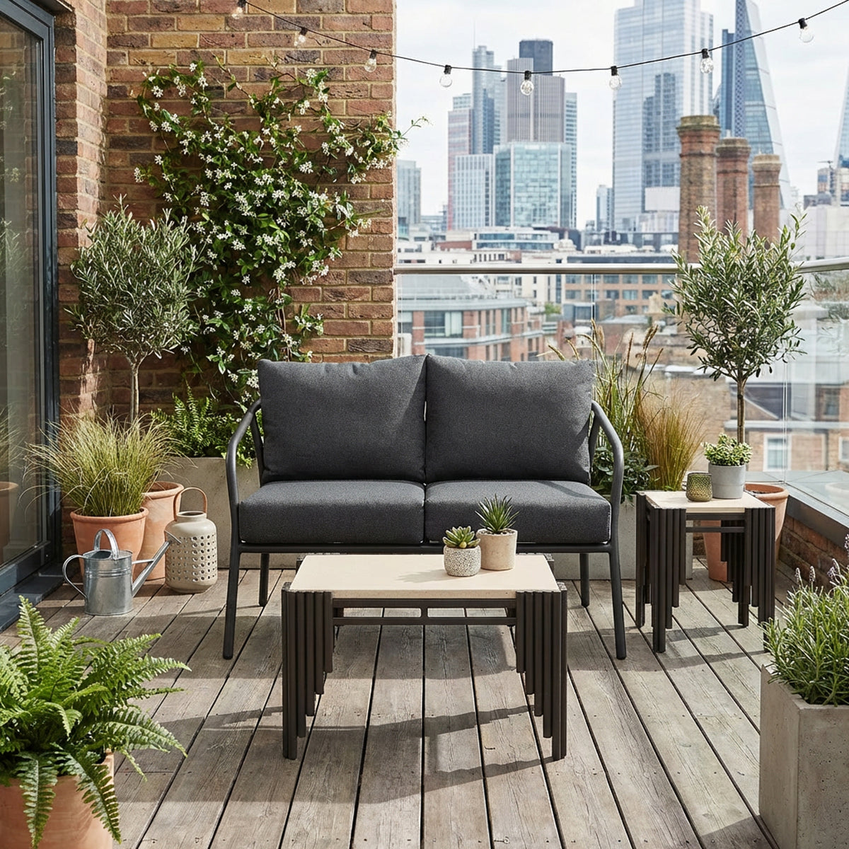 Desser Union 2-Seater Outdoor Sofa - Grey Outdoor Lounge Sofa