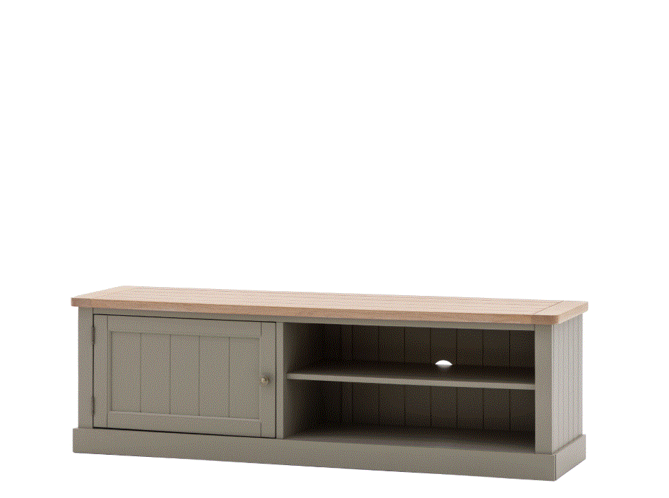 Elden Light Grey Media TV Unit with Wooden Top