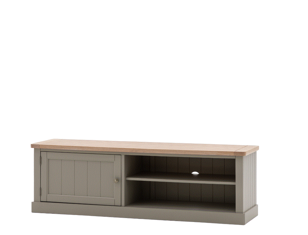Elden Light Grey Media TV Unit with Wooden Top