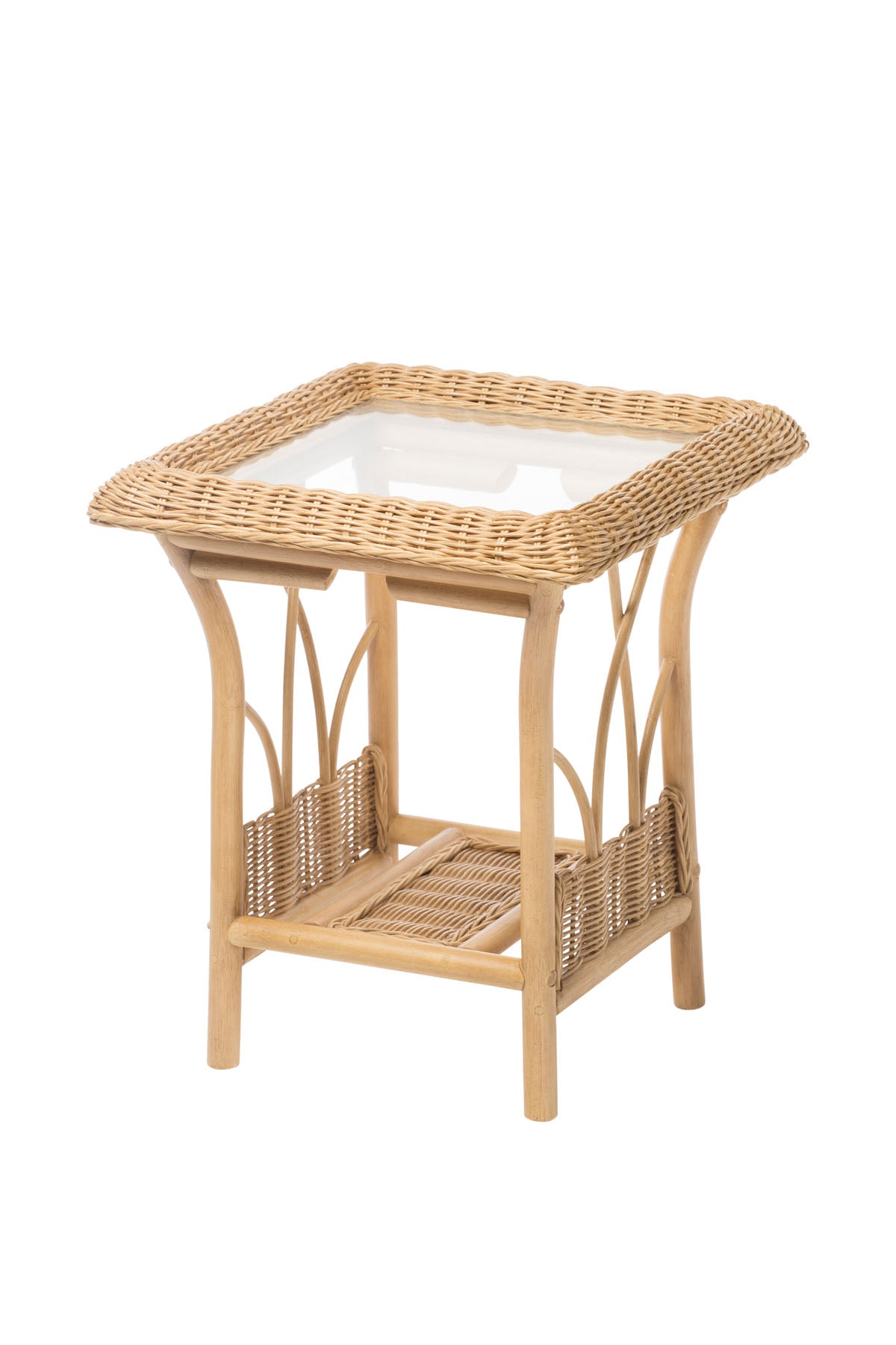 Desser Viola Light Oak Cane Lamp Table