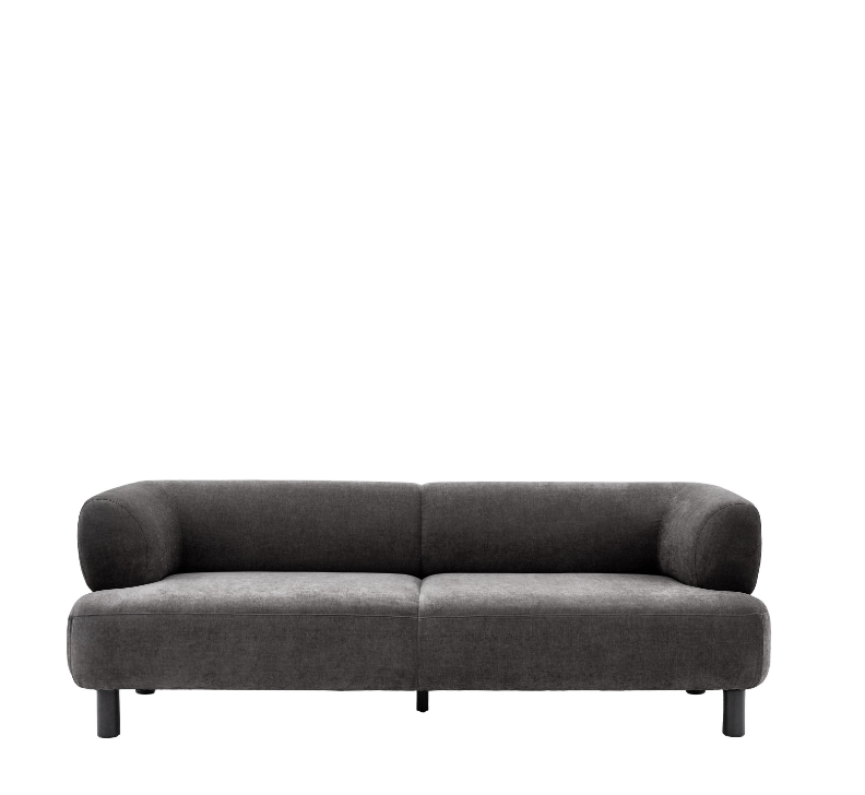 Avalon Upholstered Rounded Sofa in Dark Grey