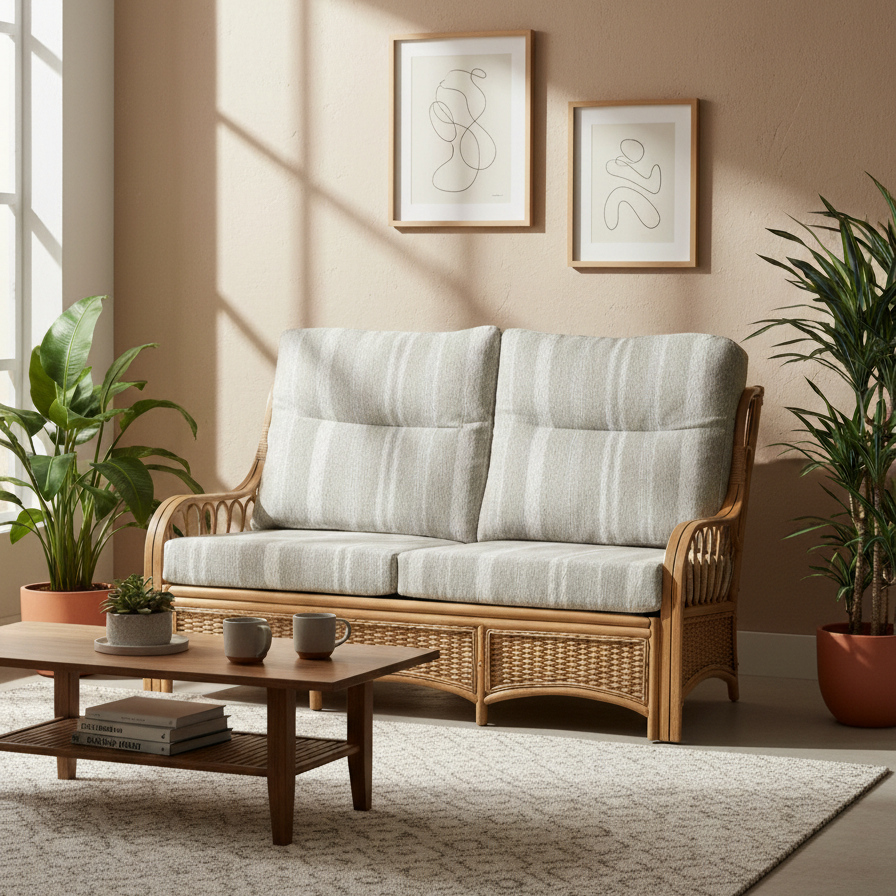 Vale Light Oak 3 Seater in Imperial Cream Stripe