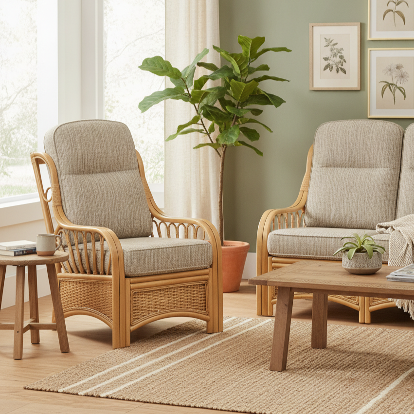 Vale Light Oak Armchair in Monarch Beige