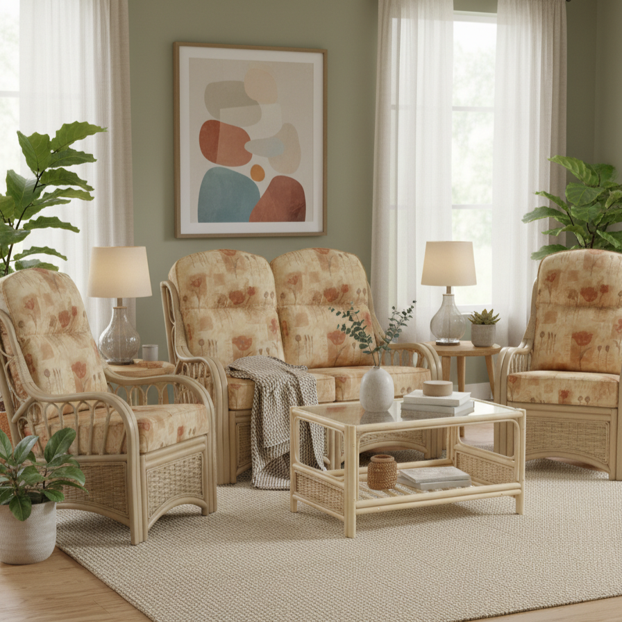 Vale Naturalwash 2 Seater 3pc Suite in Monet with Coffee Table