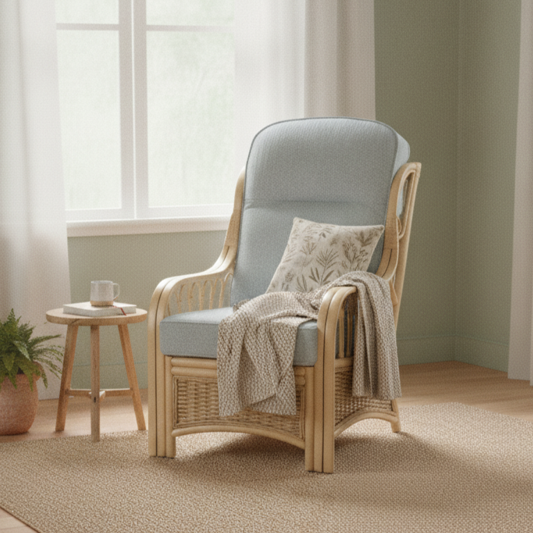 Vale Natural Wash Set of 2 Armchairs in Texture Blue
