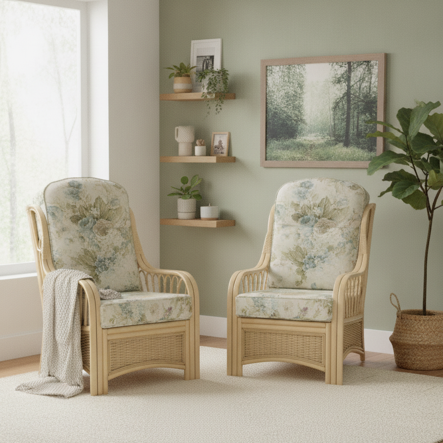 Vale Natural Wash Set of 2 Armchairs in Dove Aqua
