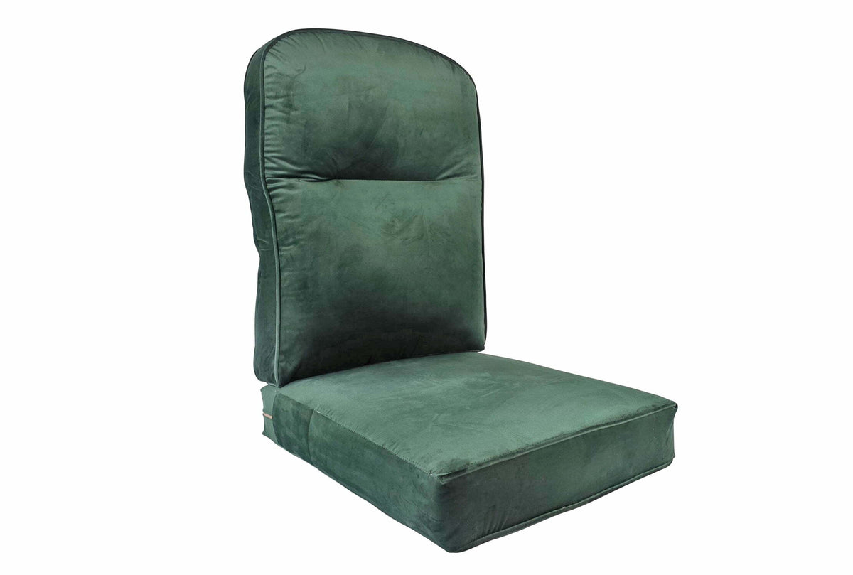 Natural Rattan Cocoon Sofa in Velvet Green