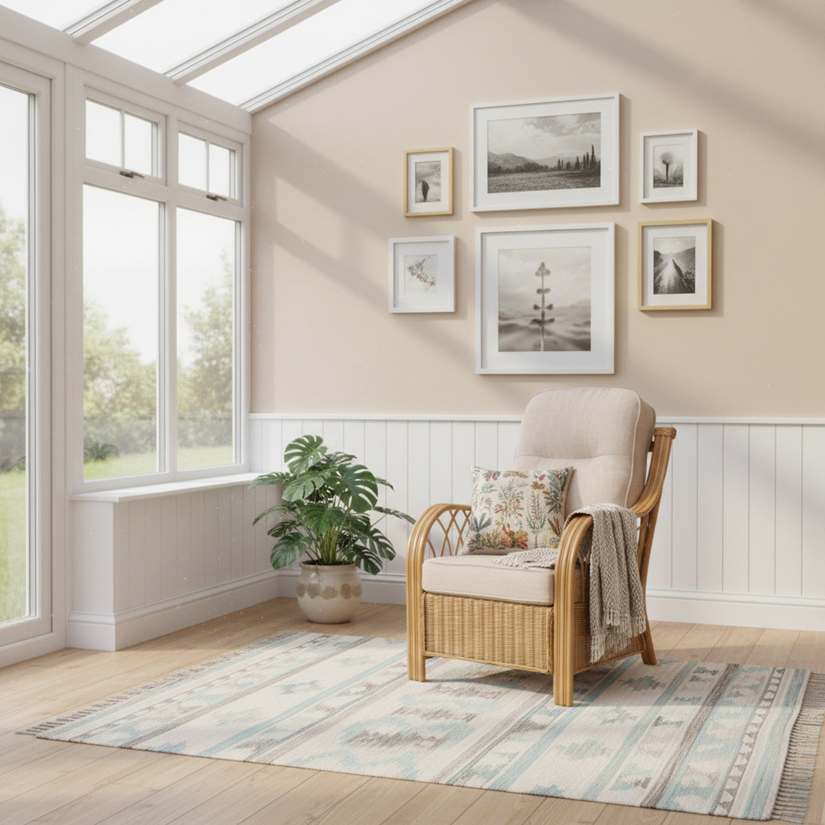 Viola Light Oak Cane Armchair