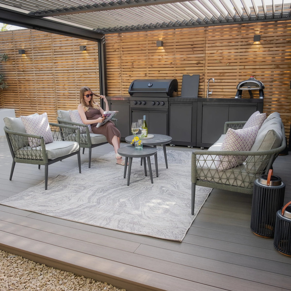 Vitavia 3 Seat Sofa Set - Ivy Green