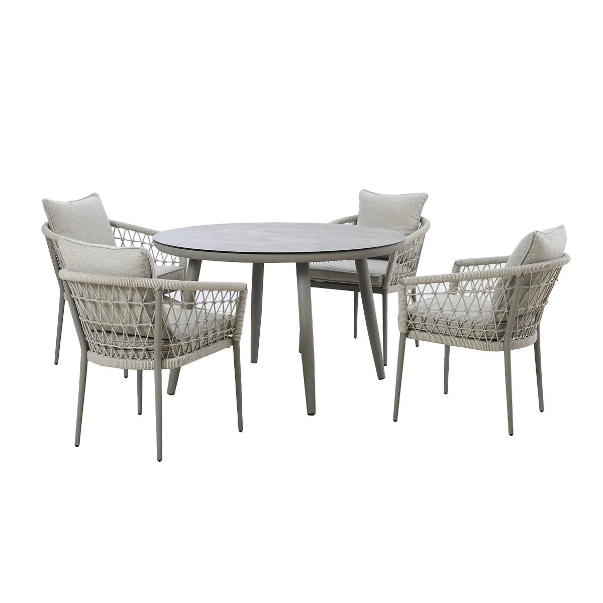 Vitavia 4 Seat Round Dining Set With Lazy Susan - Cool Linen