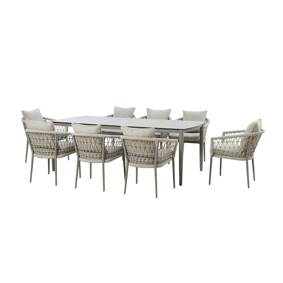 Vitavia 8 Seat Rectangular Dining Set - Cool Linen