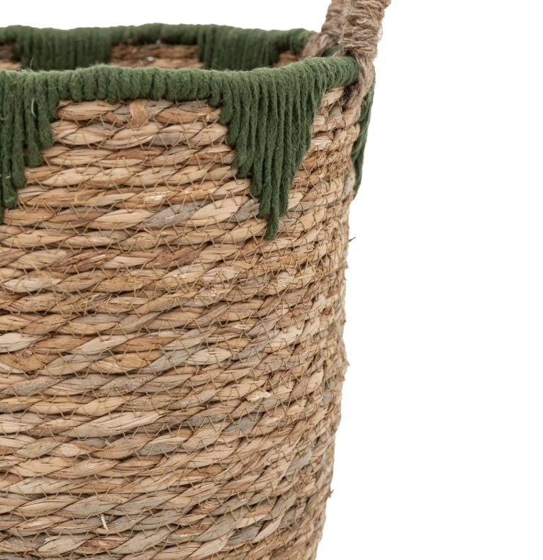 Vitero Baskets Natural & Green Set of 3