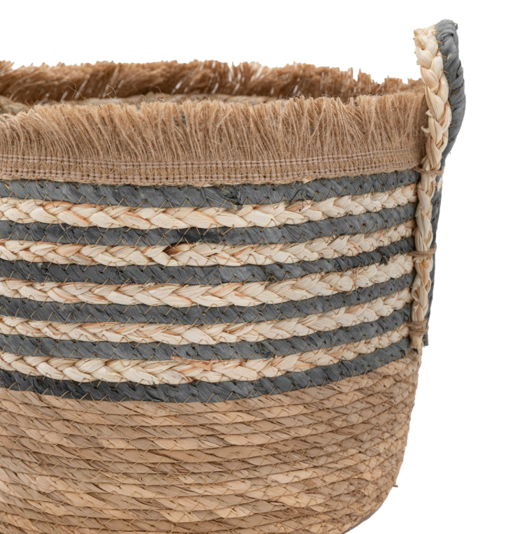 Vitero Fringed Woven Basket Stripe Set of 3