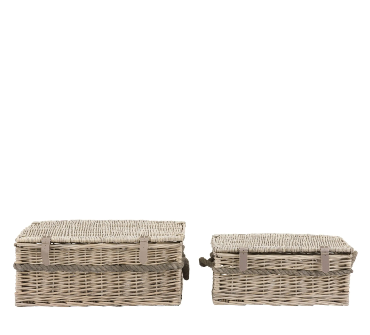 Vitero Lidded Baskets Natural Set of 2