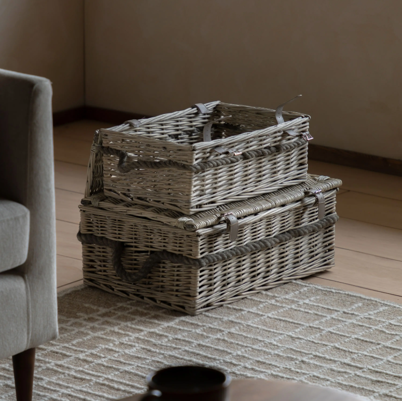 Vitero Lidded Baskets Natural Set of 2