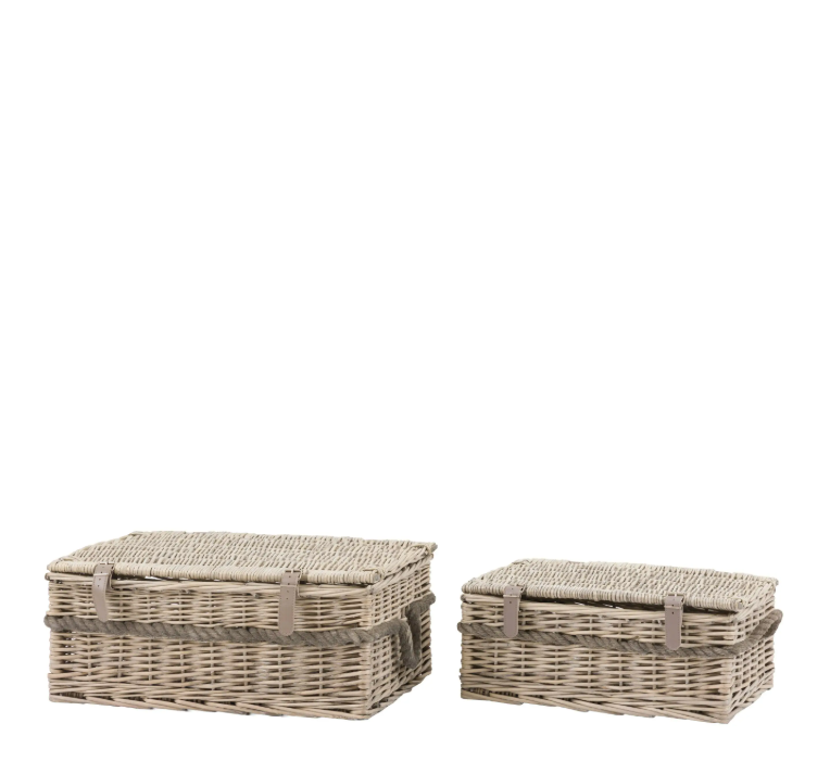 Vitero Lidded Baskets Natural Set of 2