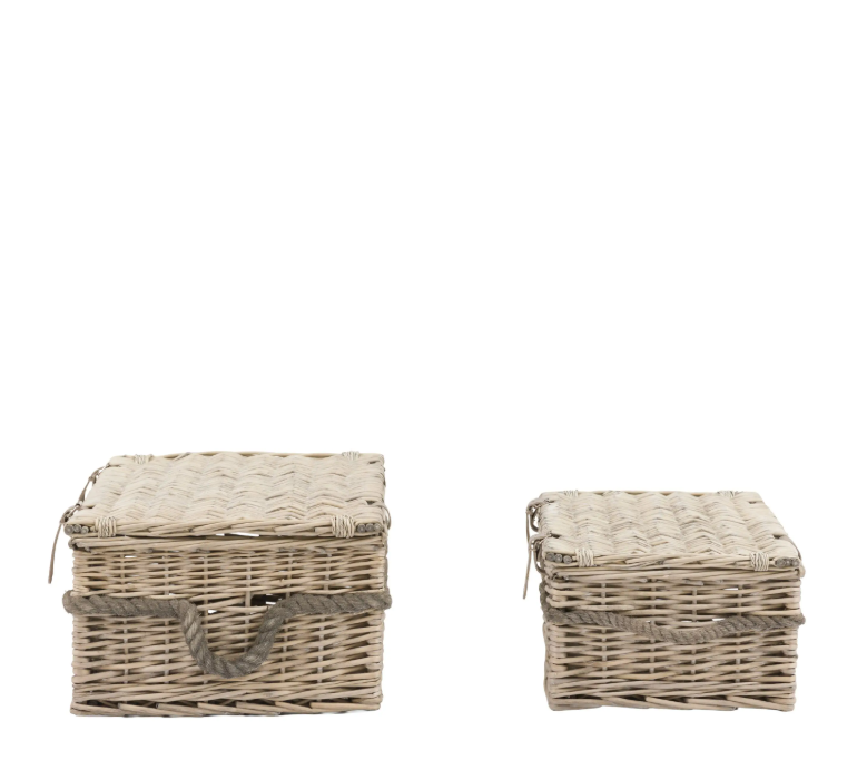 Vitero Lidded Baskets Natural Set of 2