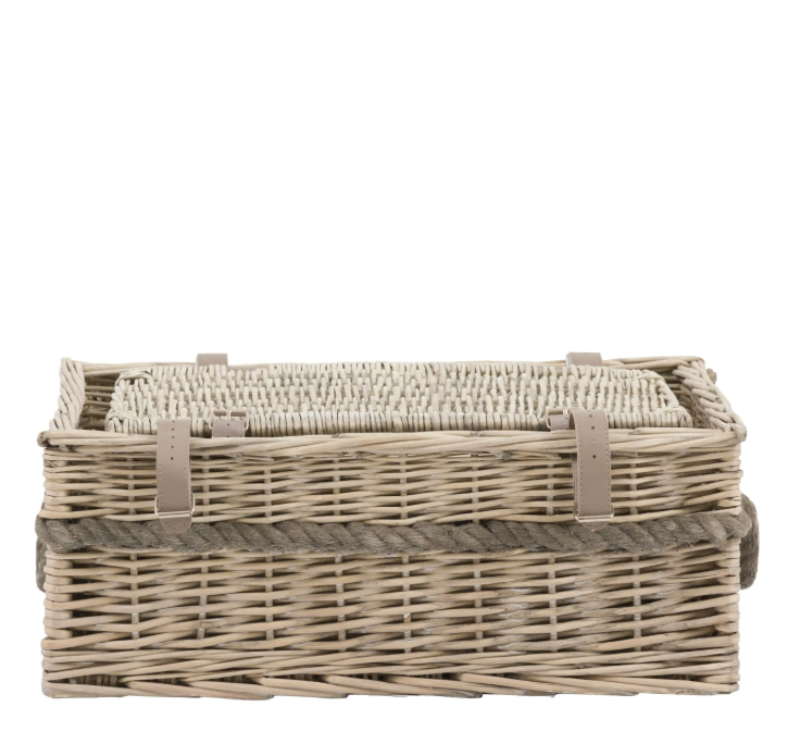 Vitero Lidded Baskets Natural Set of 2