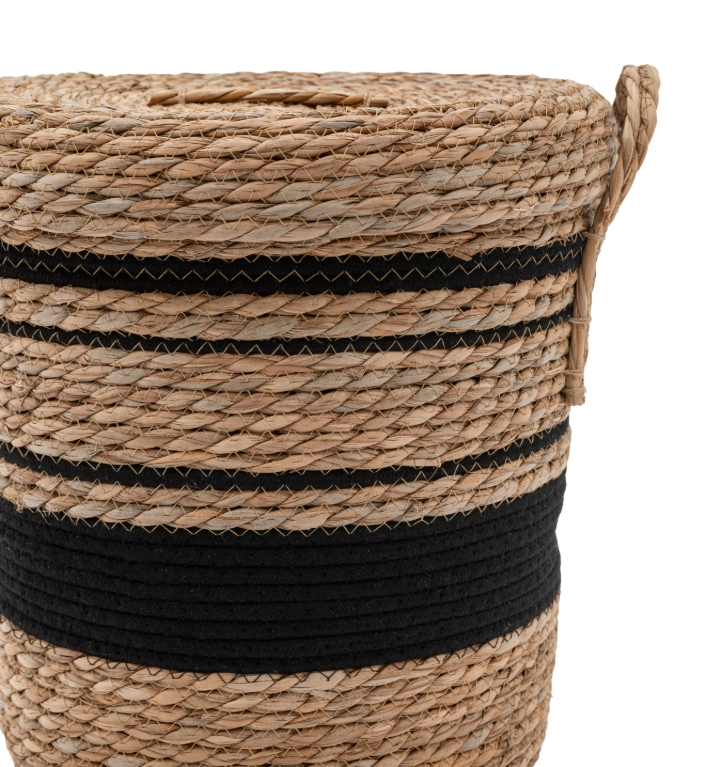 Vitero Linen Basket Nest Black Stripe Set of 3