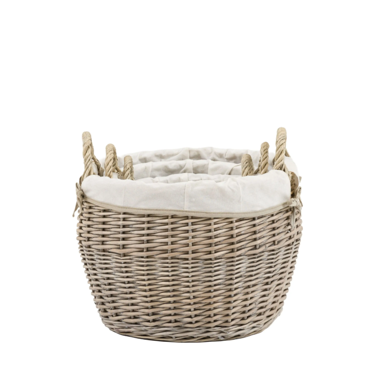 Vitero Round Lined Baskets Natural Set of 3