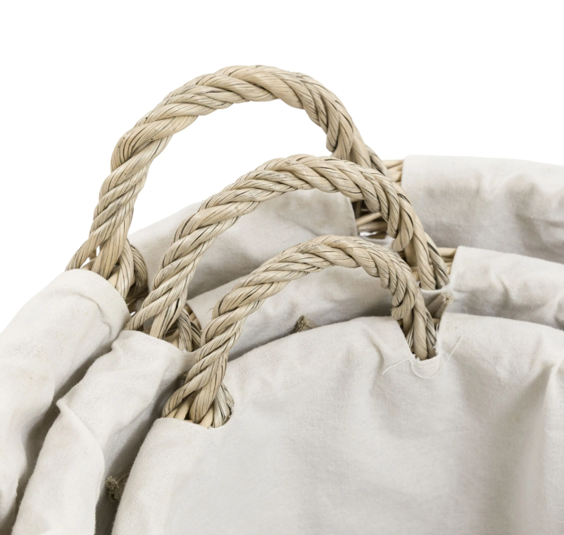 Vitero Round Lined Baskets Natural Set of 3