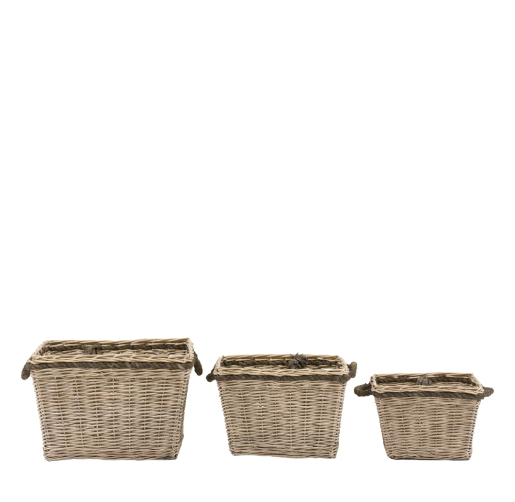 Vitero Woven Log Basket Natural Set of 3