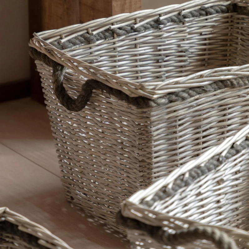 Vitero Woven Log Basket Natural Set of 3