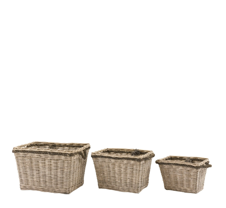 Vitero Woven Log Basket Natural Set of 3
