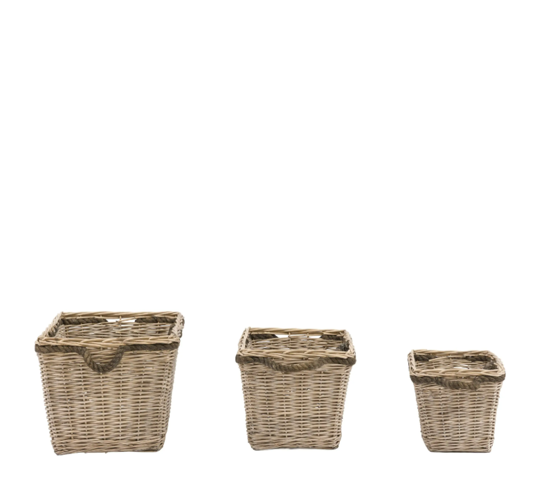 Vitero Woven Log Basket Natural Set of 3