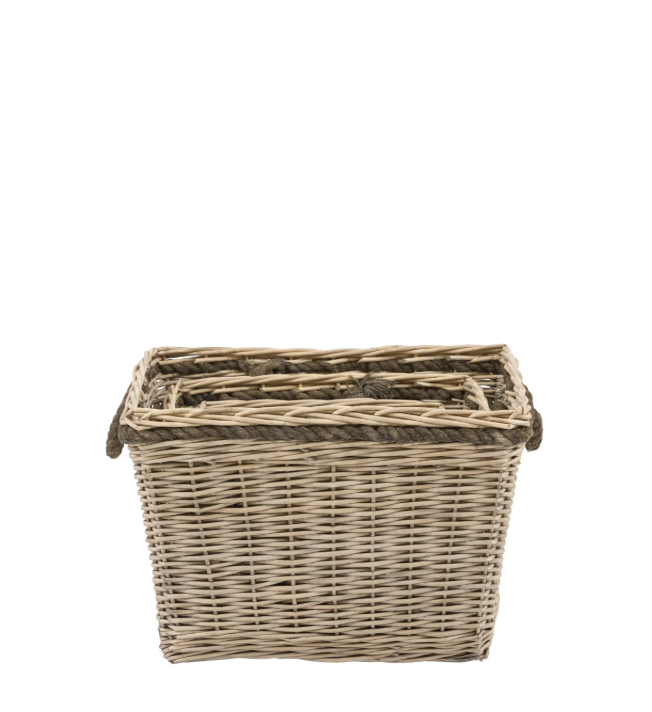 Vitero Woven Log Basket Natural Set of 3