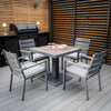 Vito Square 4 Seat Aluminium Dining Set - Dove Grey