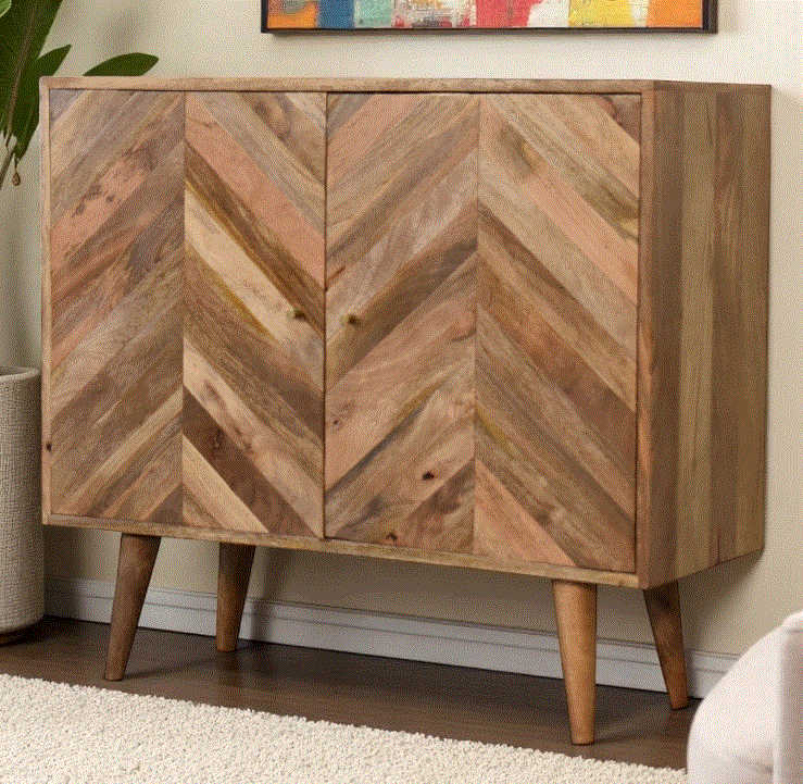 Muna Herringbone Mango Wood Sideboard Cabinet