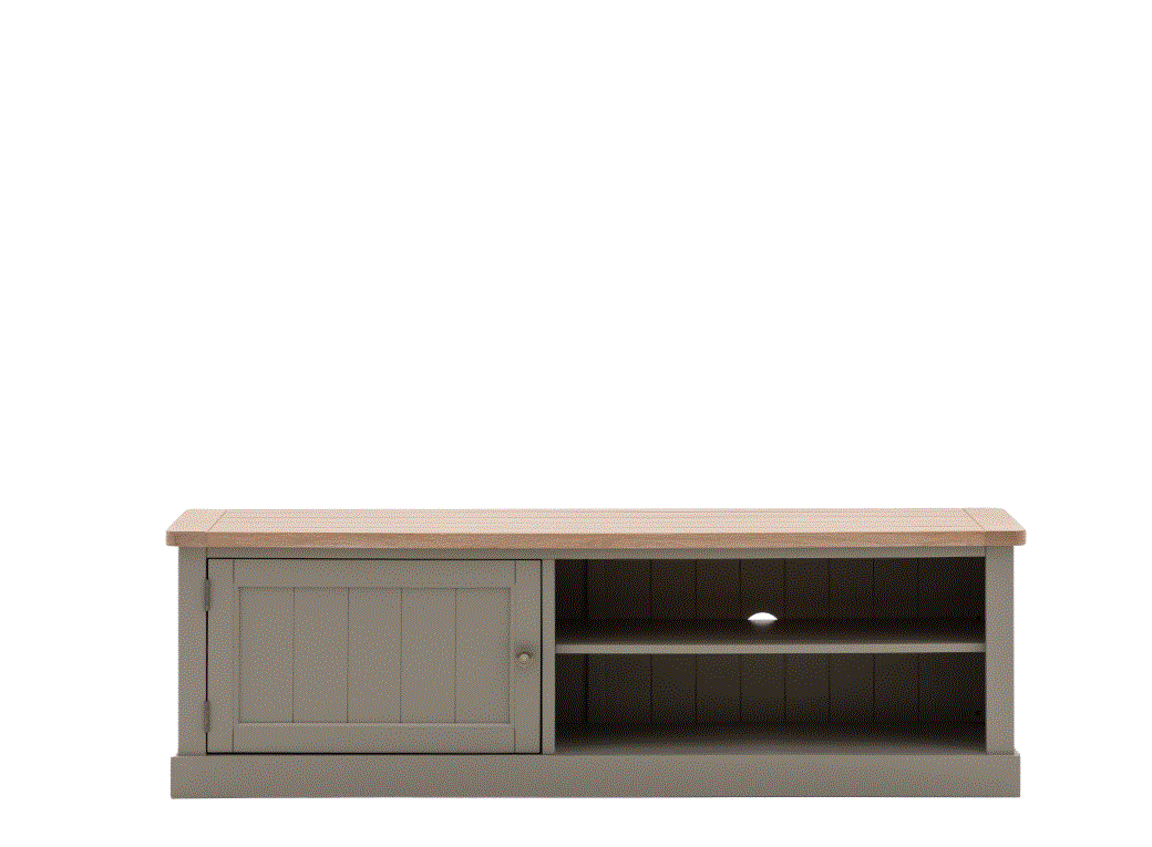 Elden Light Grey Media TV Unit with Wooden Top