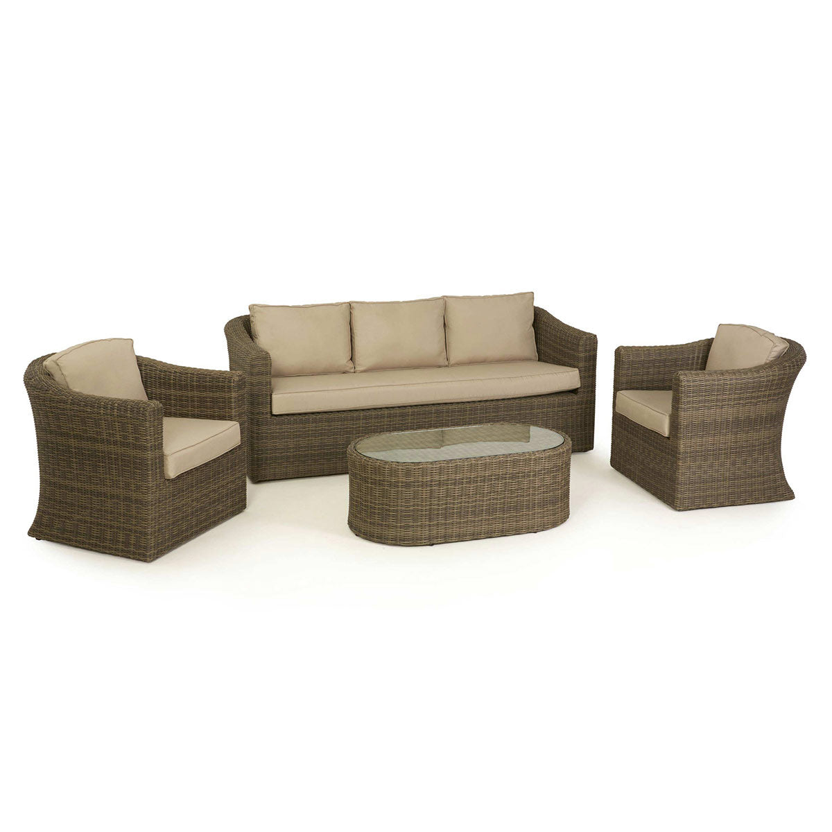 windemere outdoor rattan 3 seater suite with coffee table