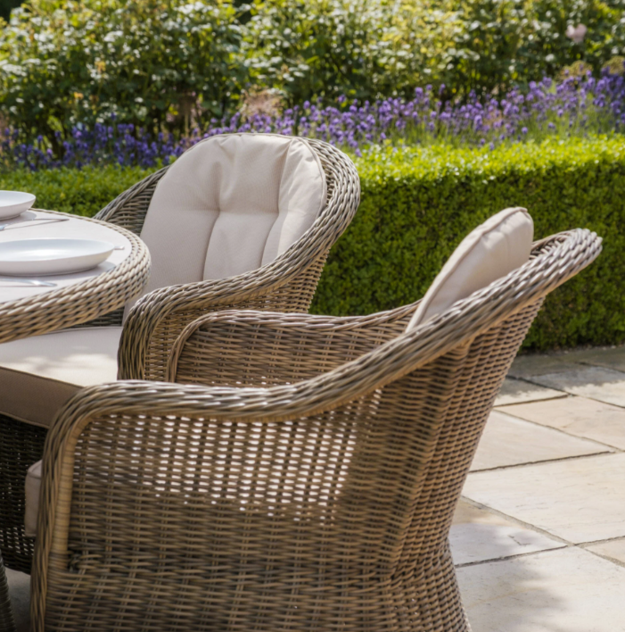 Windemere 6 Seat Round Dining Set With Heritage Chairs & Lazy Susan (Ceramic Glass)