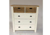 White Chest of Drawers with 2 x Rattan Baskets