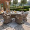 Windemere Outdoor Rattan 6 Seat Dining Set Round Table with Lazy Susan