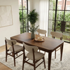 Woodrow 1.5m Walnut Dining Set – Tapered Leg Table with 4 Orlando Oatmeal Boucle Chairs