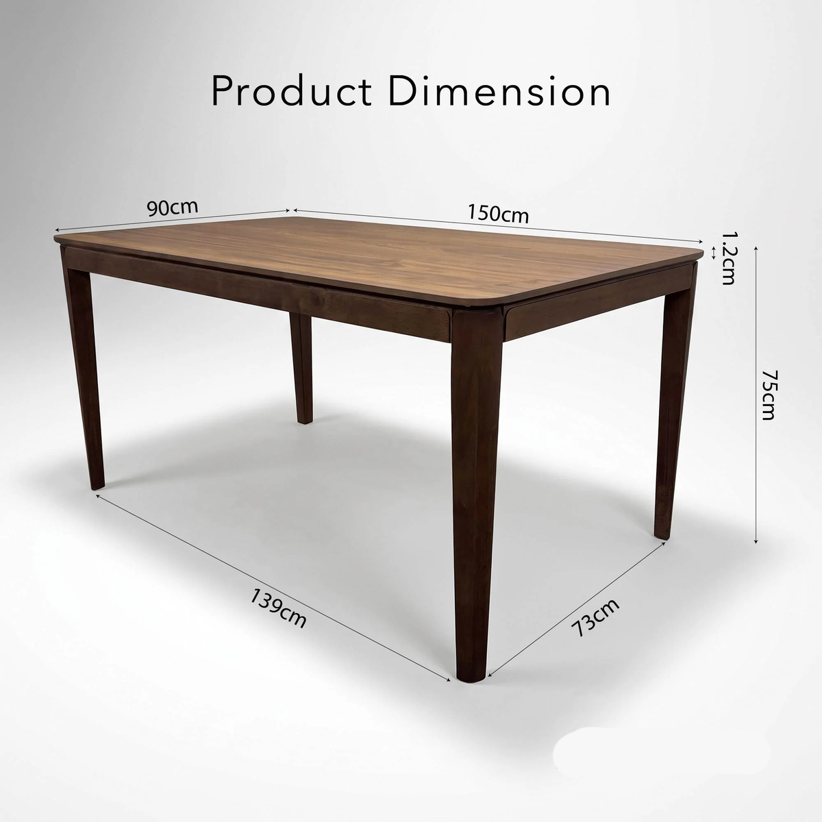 Woodrow 1.5m Walnut Dining Set – Tapered Leg Table with 6 Orlando Oatmeal Boucle Chairs